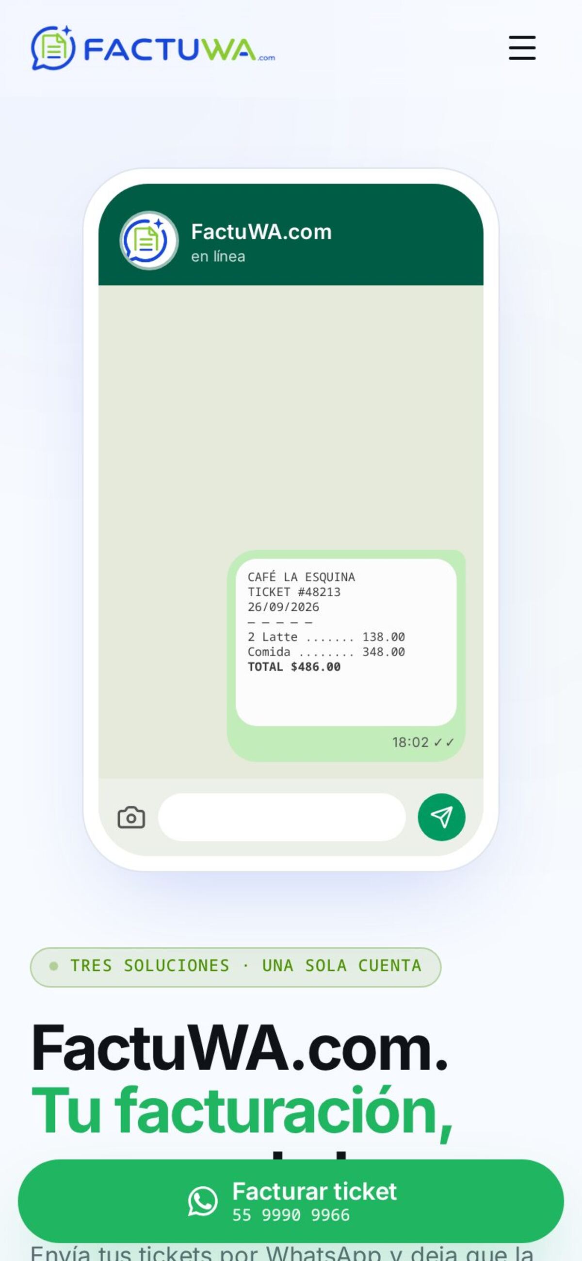 Factuwa — versión móvil real